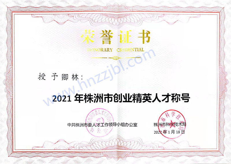 Zhuzhou Entrepreneurial Elite Talent Title